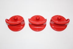 Mid-Century Modern Vintage Set of Three Red Plastic Coat Hangers Olaf Bohr 1960s