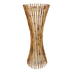 Mid-Century Modern Vintage Sheaf of Bamboo Rattan Organic Floor Lamp 1970s Italy