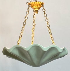 Mid-Century Modern Vintage Shell Shape Plaster Pendant Light Fixture
