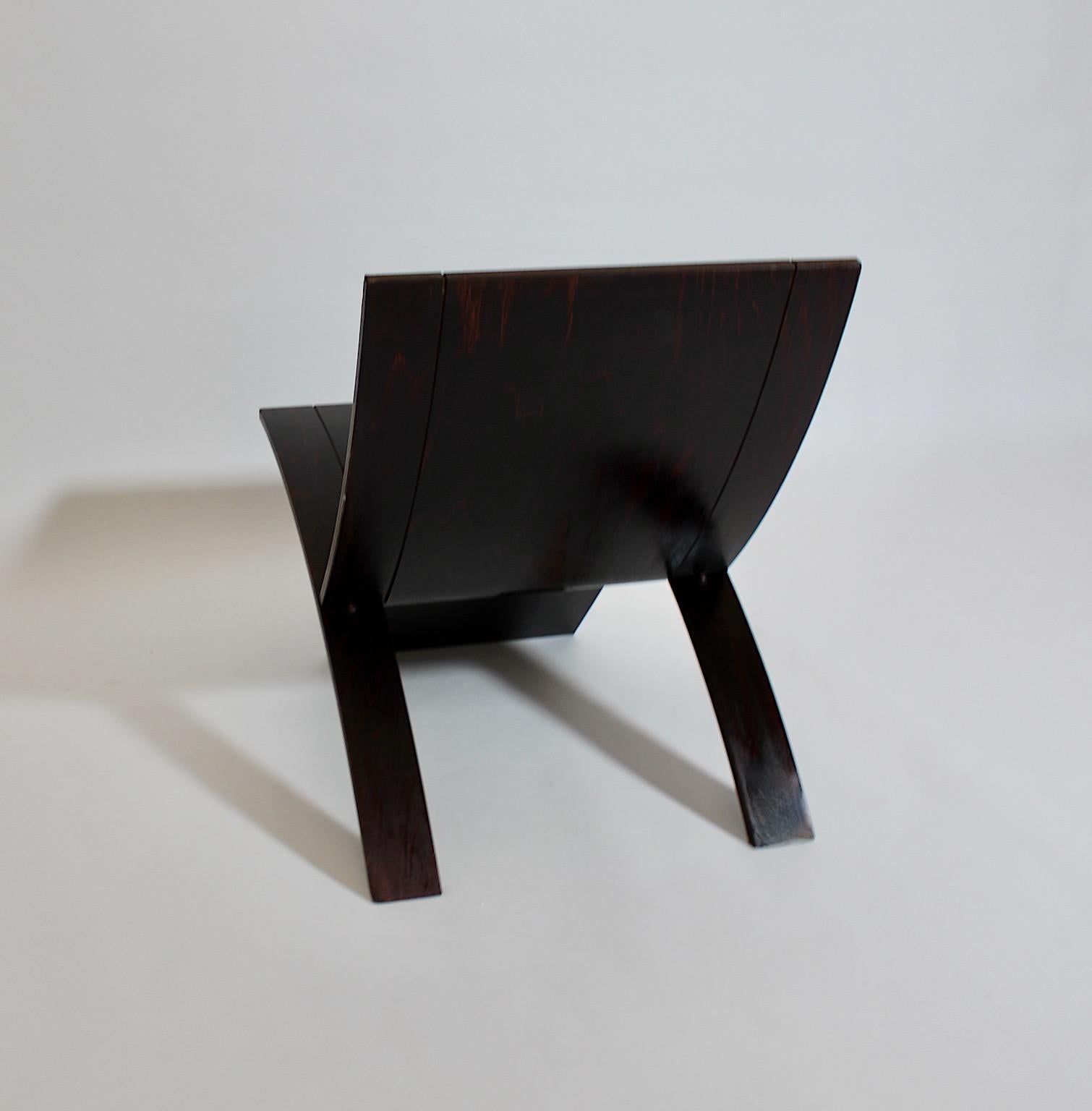Mid century Modern Vintage Side Chair Dark Brown Beech Laminex Jens Nielsen 1966 For Sale 6