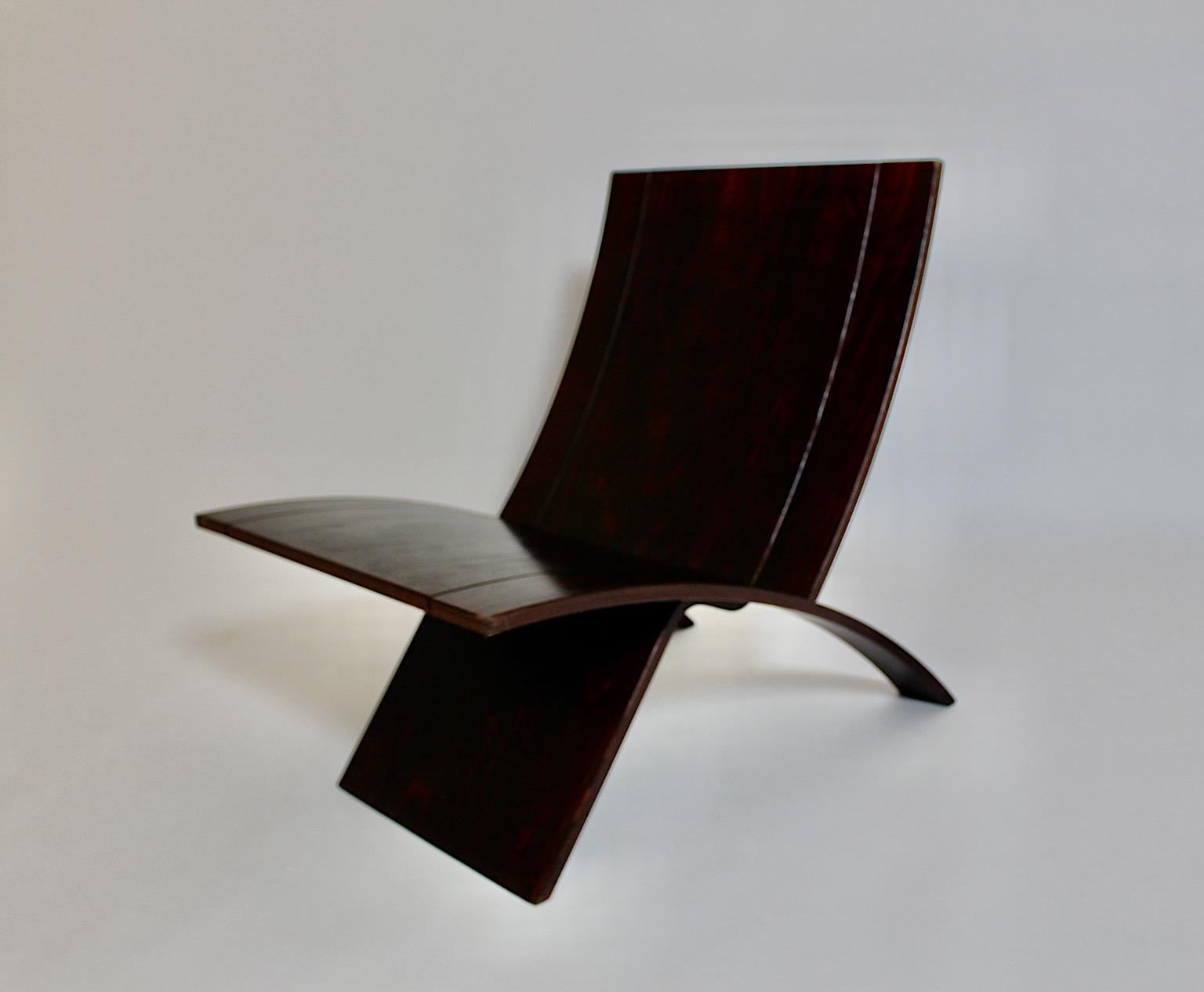 Mid-Century Modern Mid century Modern Vintage Side Chair Dark Brown Beech Laminex Jens Nielsen 1966 For Sale