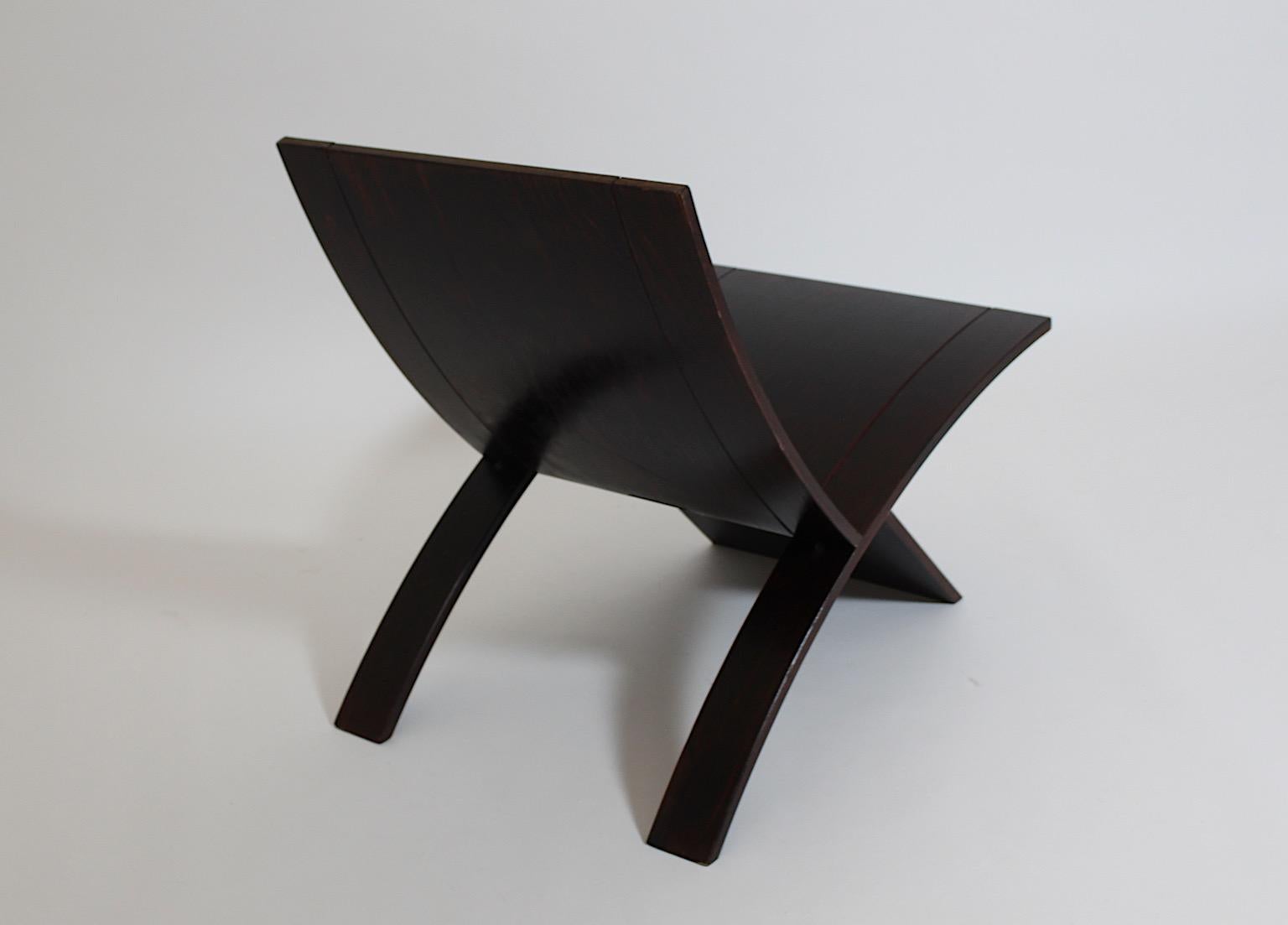 Mid century Modern Vintage Side Chair Dark Brown Beech Laminex Jens Nielsen 1966 For Sale 1