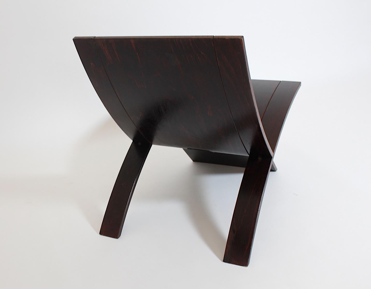 Mid century Modern Vintage Side Chair Dark Brown Beech Laminex Jens Nielsen 1966 For Sale 3