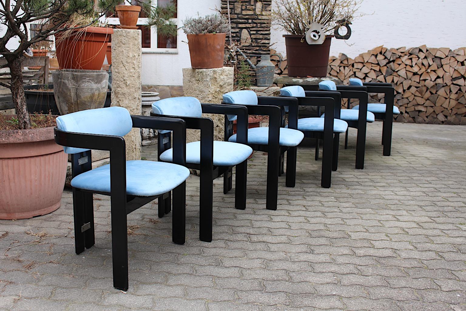 Lacquered Mid-Century Modern Vintage Six Pamplona Chairs by Augusto Savini for Pozzi Italy For Sale