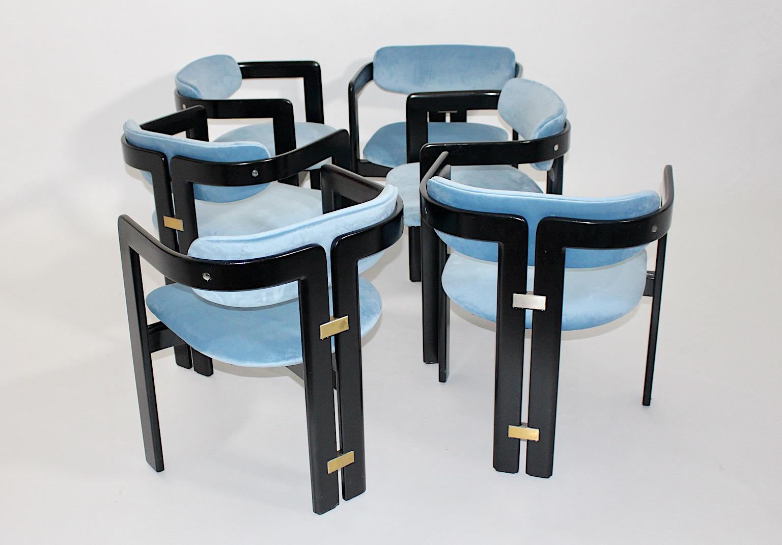 Sechs Pamplona-Stühle von Augusto Savini für Pozzi Italien, Moderne der Mitte des Jahrhunderts (Holz) im Angebot