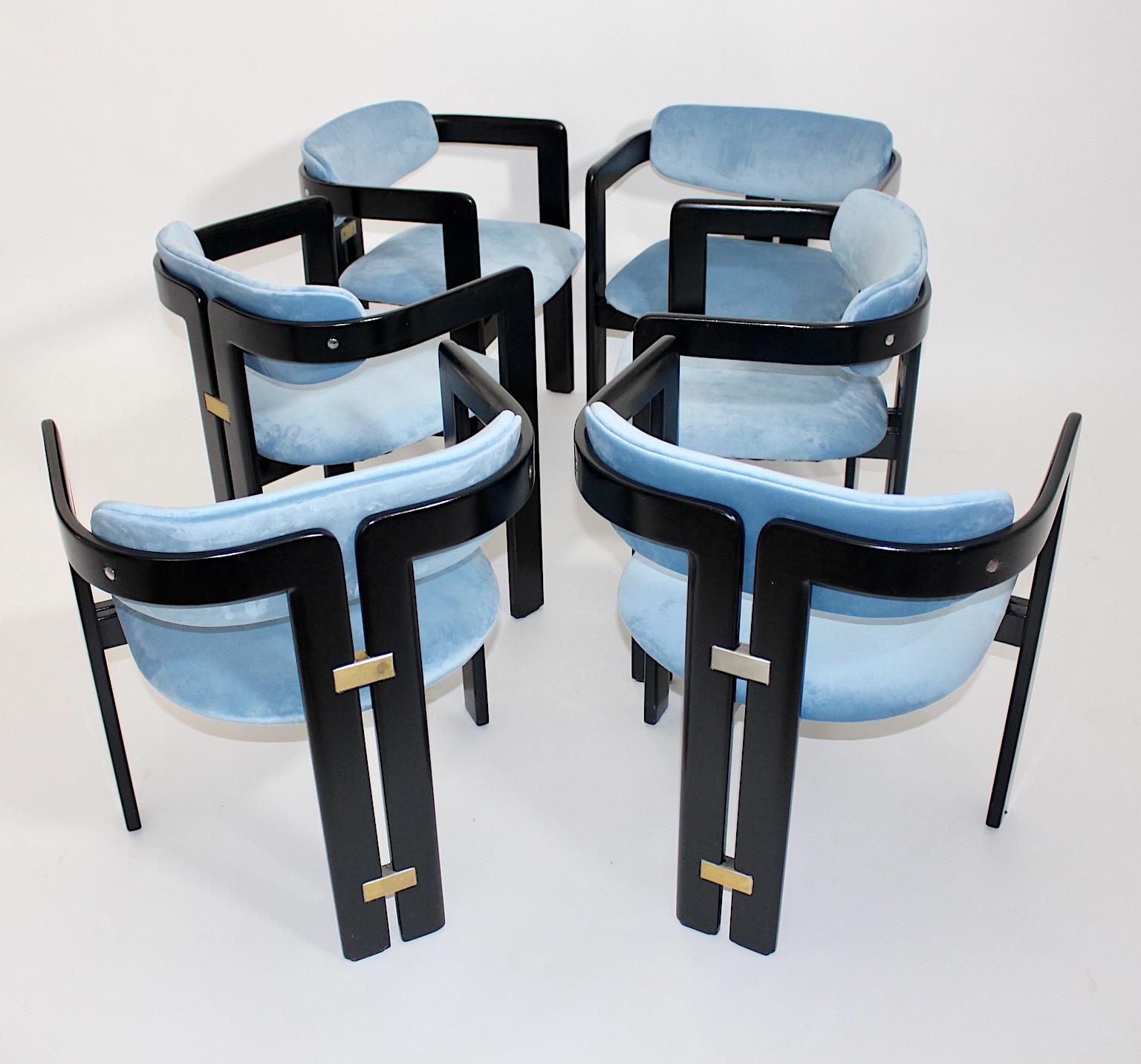 Wood Mid-Century Modern Vintage Six Pamplona Chairs by Augusto Savini for Pozzi Italy For Sale
