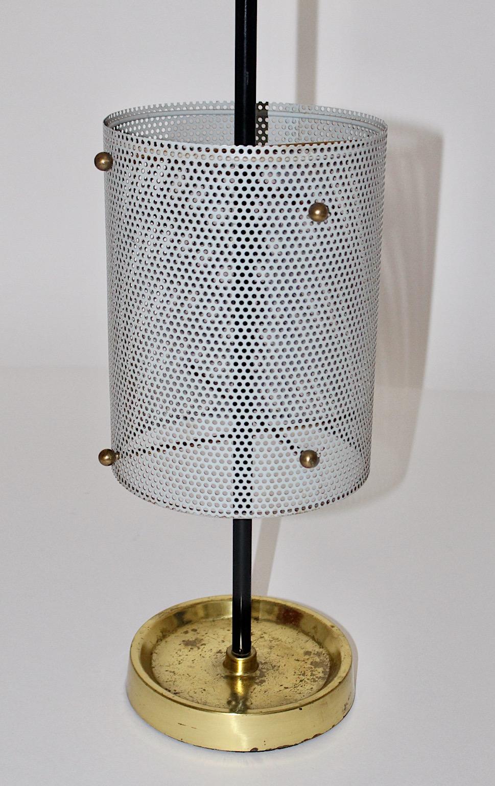 Mid-20th Century Mid-Century Modern Vintage Soft Grey Metal Brass Umbrella Stand Cane Holder 1960 For Sale