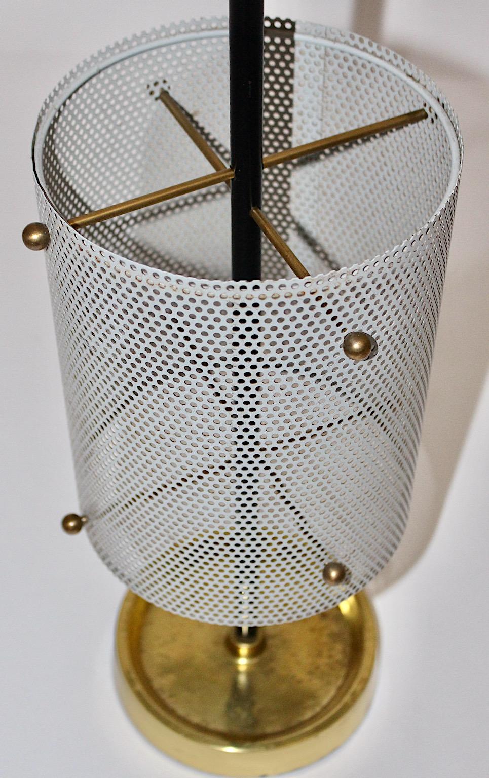 Mid-Century Modern Vintage Soft Grey Metal Brass Umbrella Stand Cane Holder 1960 For Sale 2