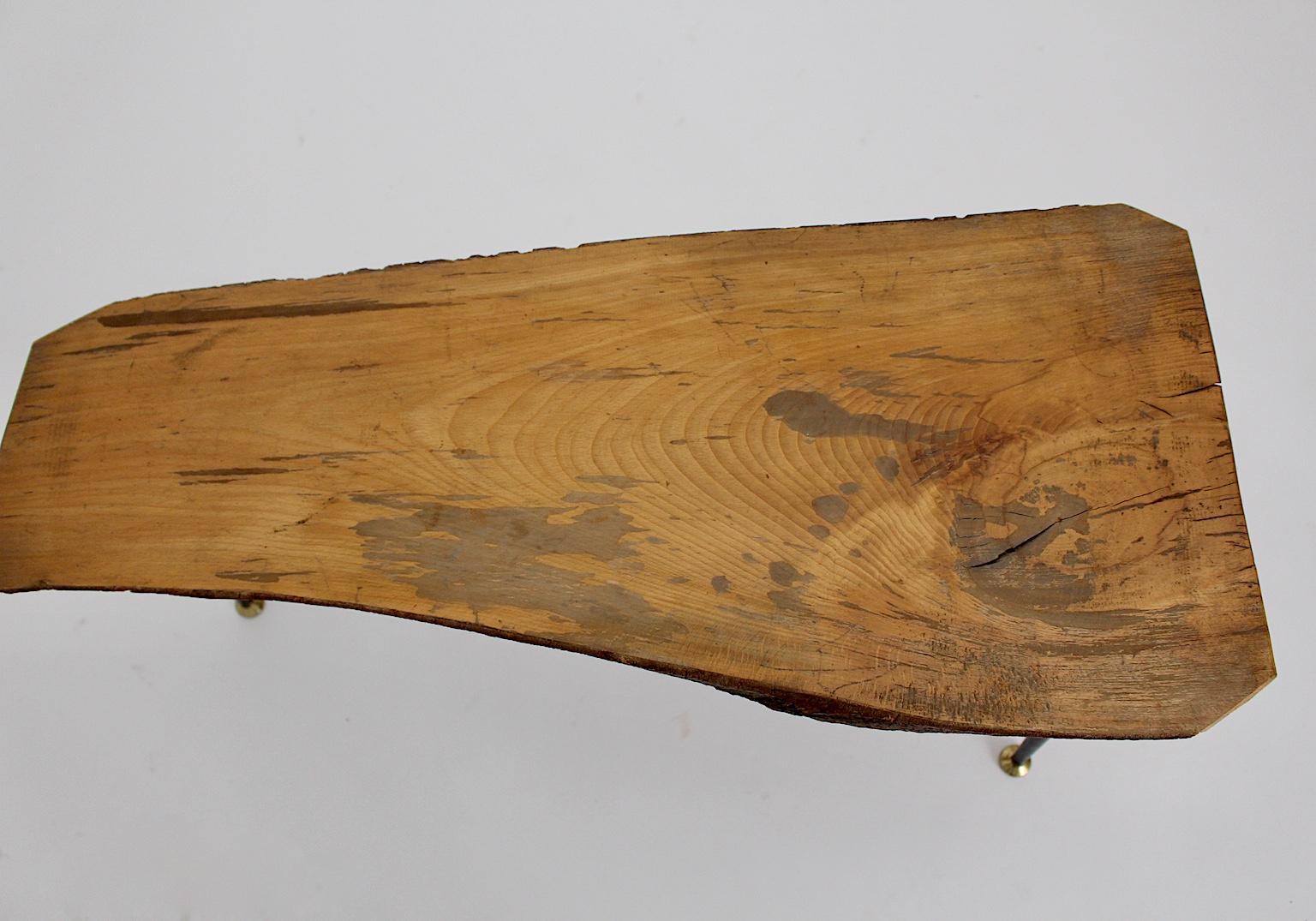 Austrian Mid Century Modern Vintage Solid Cherry Tree Trunk Table Austria 1950s For Sale