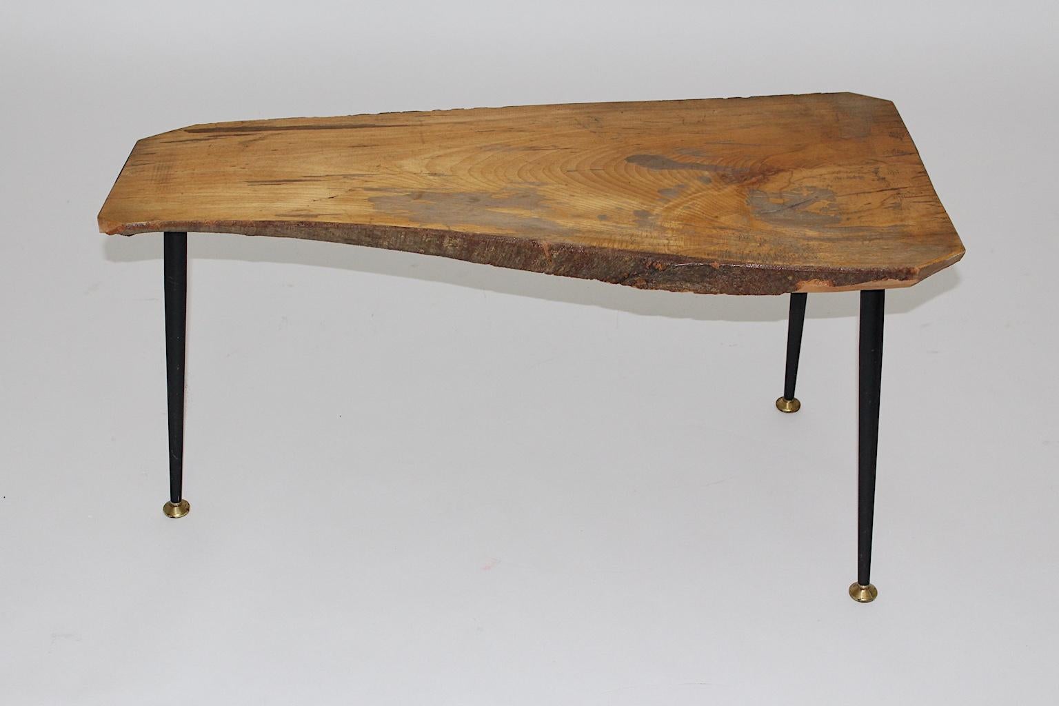 Mid Century Modern Vintage Solid Cherry Tree Trunk Table Austria 1950s For Sale
