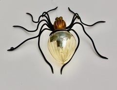 Mid-Century Modern Vintage Spider Glass Copper Flush Mount Table Lamp 1950 Italy