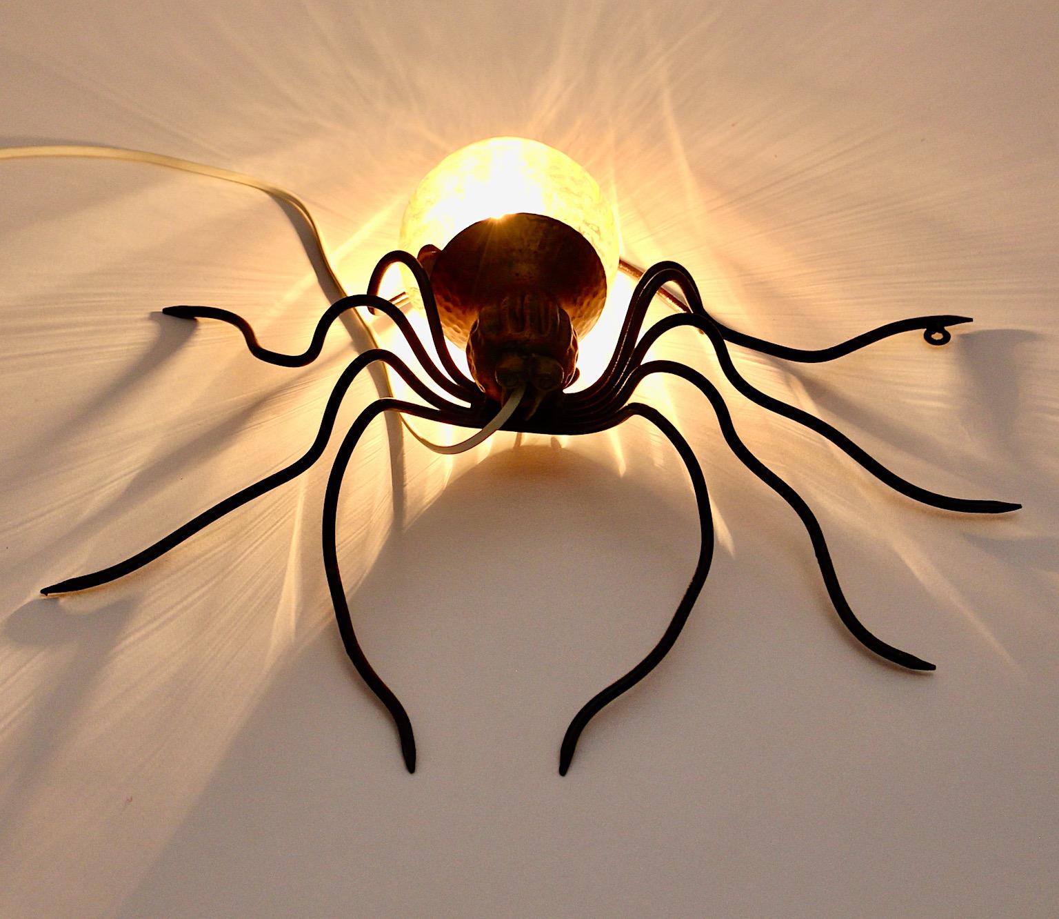 Mid Century Modern Vintage Spider Glass Copper Flush Mount Table Lamp 1950 Italy For Sale at 1stDibs vintage spider lamp spider lamp vintage spider wall light