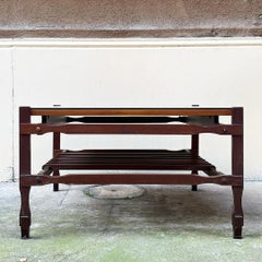 Mid Century Modern Vintage Square Occasional Table in Wood with Glass Top