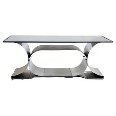 Mid Century Modern Vintage Steel Coffee Table by Francois Monnet, circa 1970