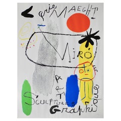Mid-Century Modern Vintage Surrealist Poster / Lithograph by Joan Miró