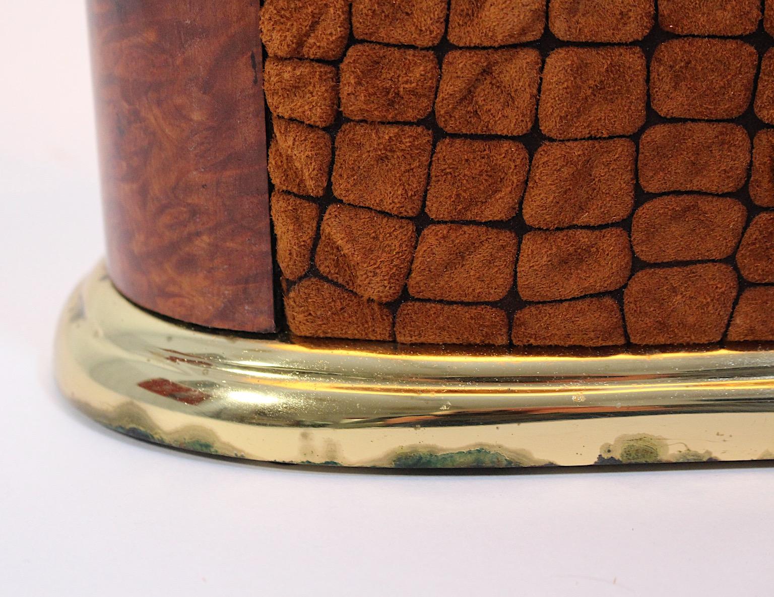 Mid Century Modern Vintage Table Lamp Brass Brown Suede Paolo Gucci 1960s Italy For Sale 10