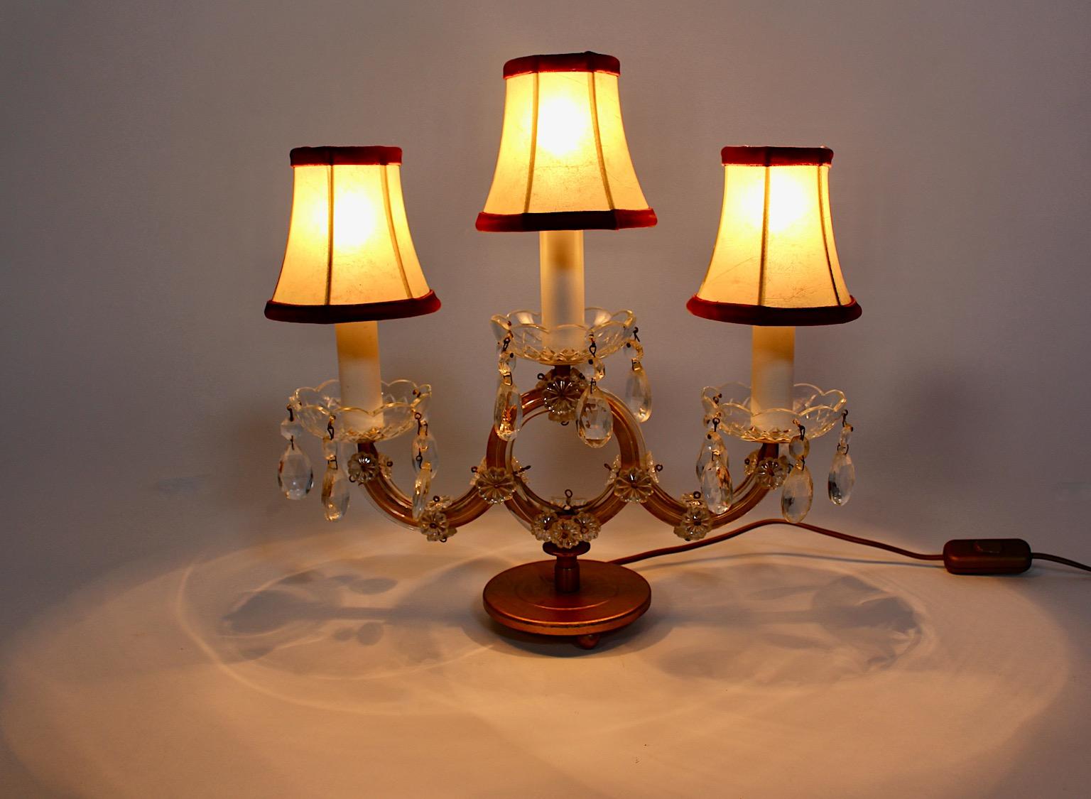 Lampe de bureau vintage moderne du milieu du siècle, métal doré et verre transparent, Autriche, années 1960 en vente 5