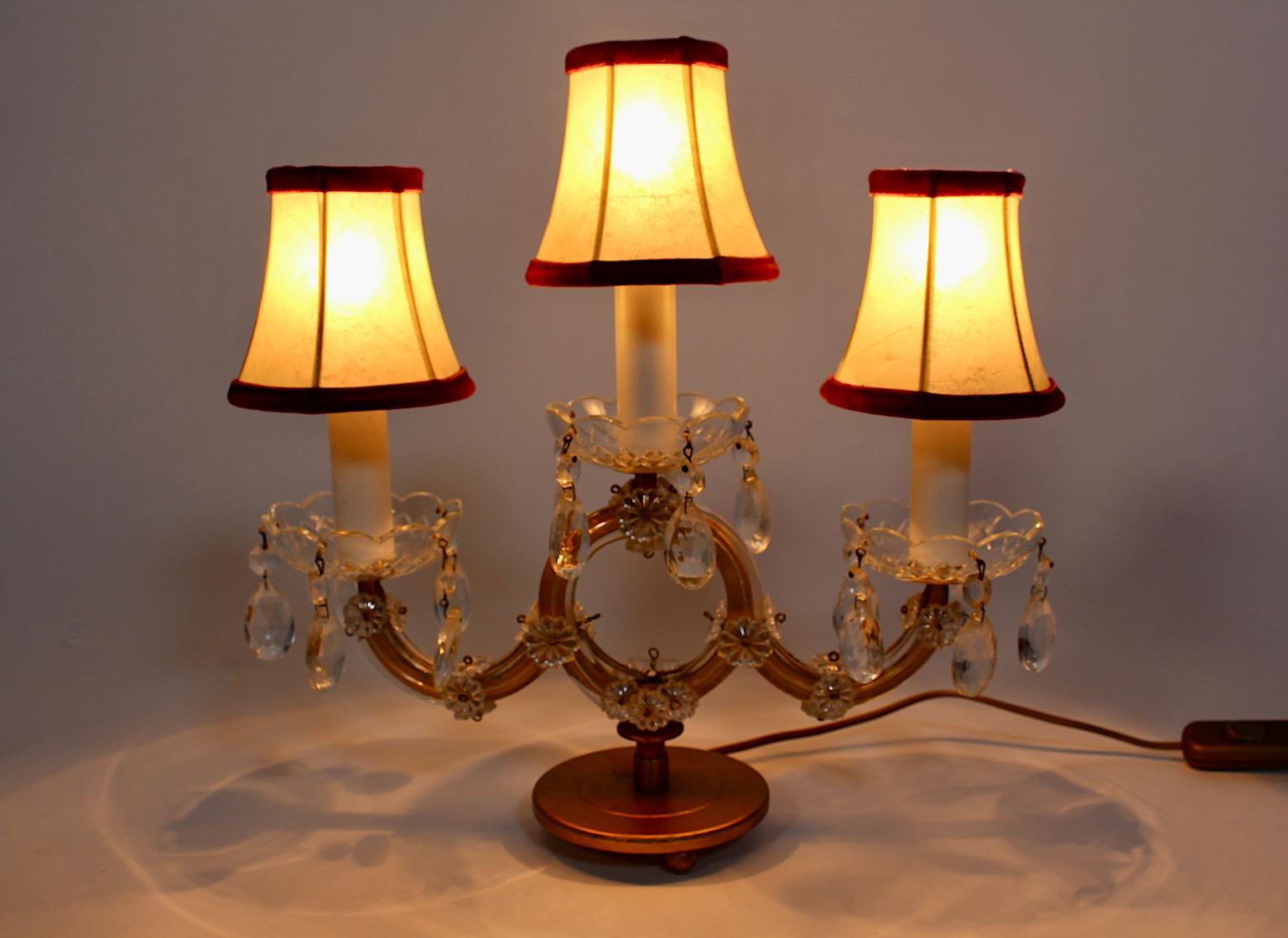 Lampe de bureau vintage moderne du milieu du siècle, métal doré et verre transparent, Autriche, années 1960 en vente 6