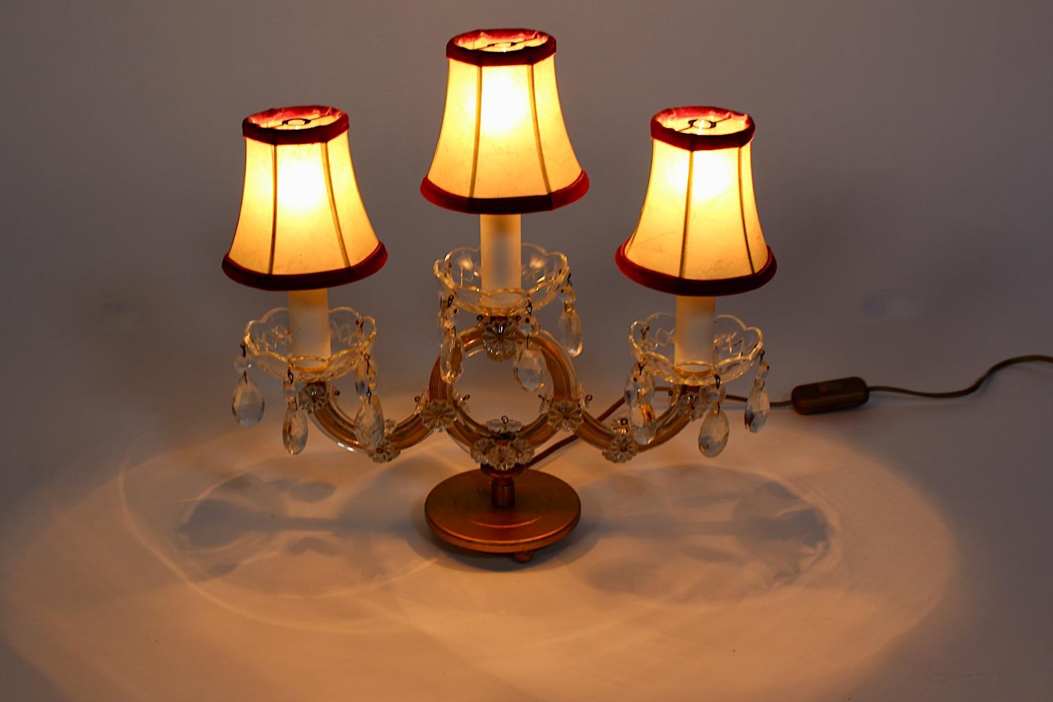Lampe de bureau vintage moderne du milieu du siècle, métal doré et verre transparent, Autriche, années 1960 en vente 7