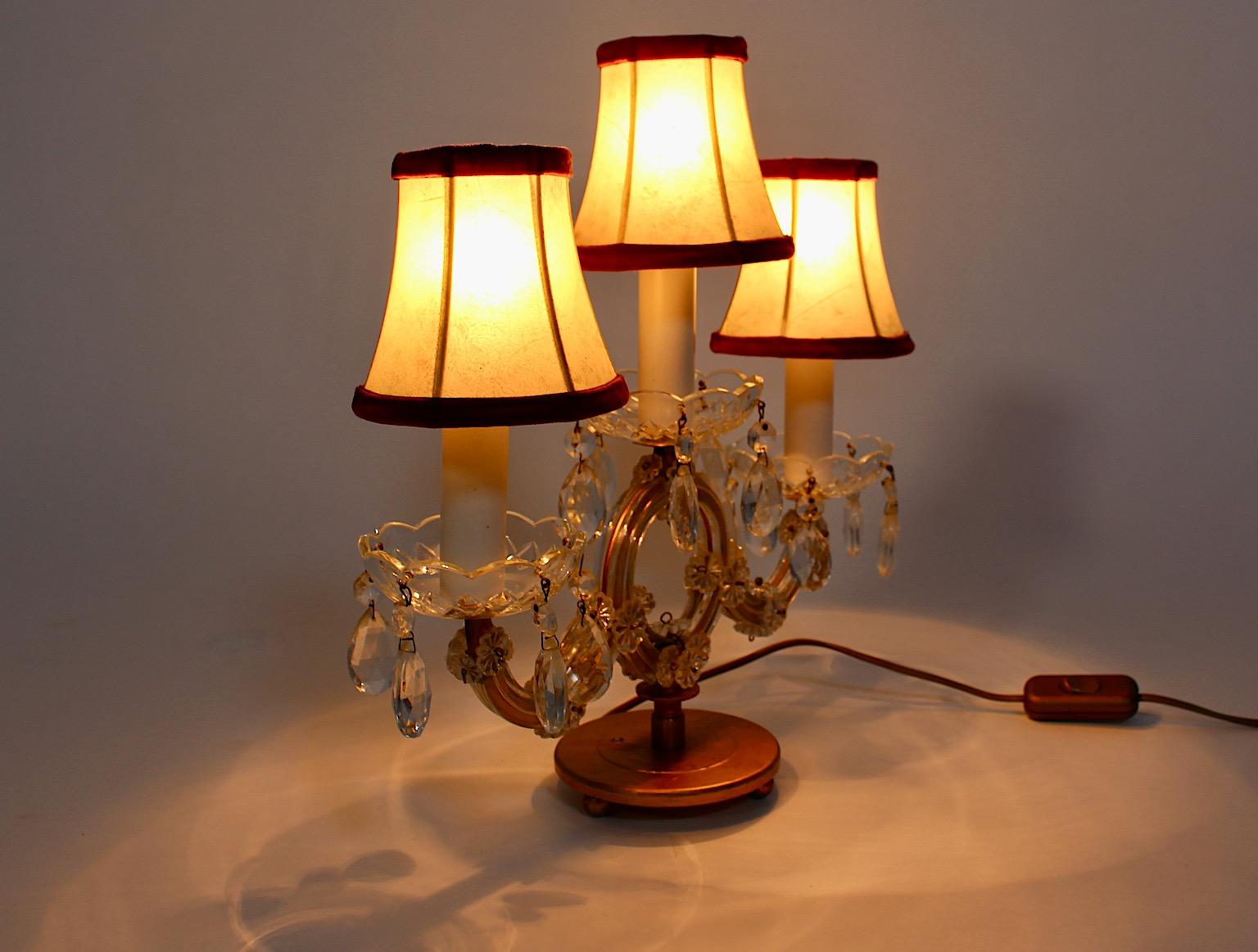 Lampe de bureau vintage moderne du milieu du siècle, métal doré et verre transparent, Autriche, années 1960 en vente 9