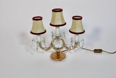 Mid Century Modern Vintage Table Lamp Golden Metal Clear Glass 1960s Austria