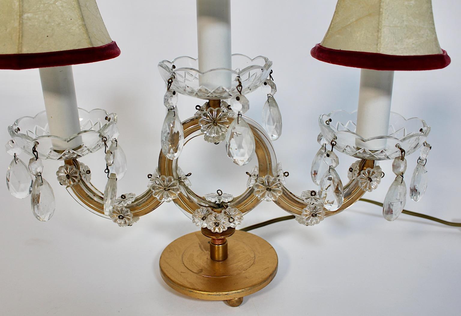 Lampe de bureau vintage moderne du milieu du siècle, métal doré et verre transparent, Autriche, années 1960 en vente 1