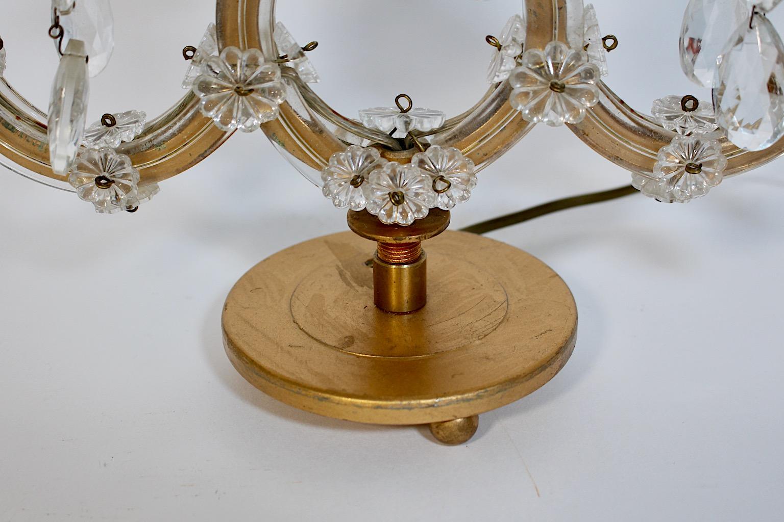 Lampe de bureau vintage moderne du milieu du siècle, métal doré et verre transparent, Autriche, années 1960 en vente 2