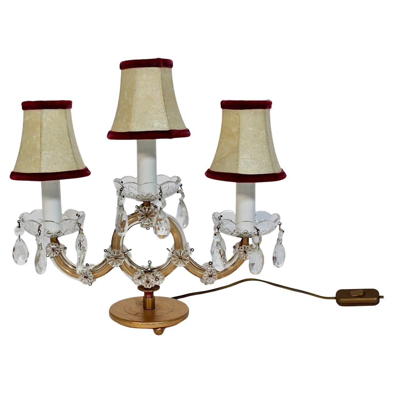 Lampe de bureau vintage moderne du milieu du siècle, métal doré et verre transparent, Autriche, années 1960