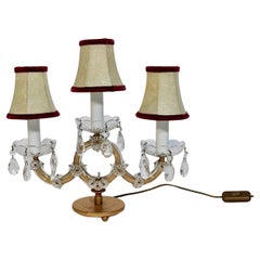 Mid Century Modern Vintage Table Lamp Golden Metal Clear Glass 1960s Austria