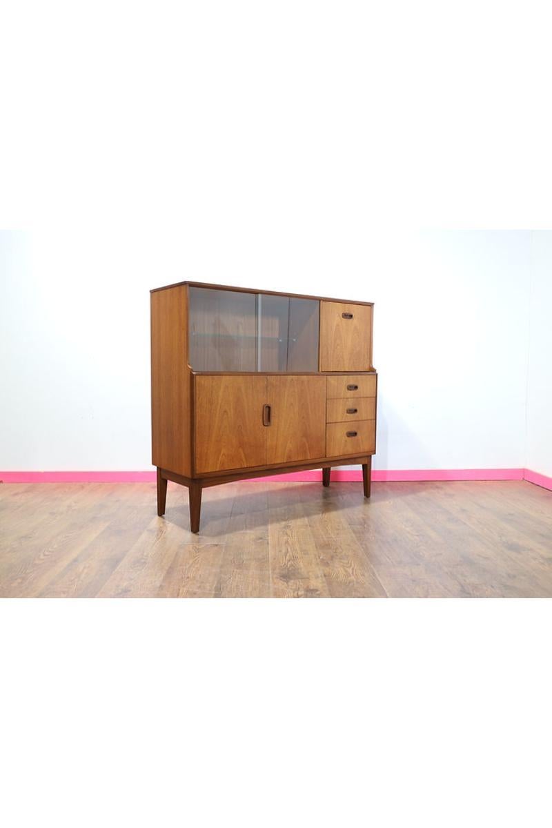Mid Century Modern Vintage Tall Buffet Teak Credenza Sideboard Danish Style 5