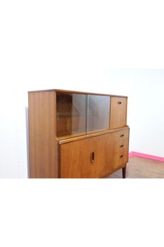 Mid Century Modern Vintage Tall Buffet Teak Credenza Sideboard Danish Style
