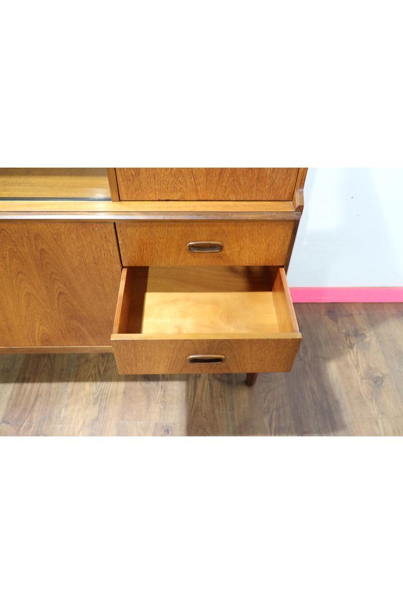 Wood Mid Century Modern Vintage Tall Buffet Teak Credenza Sideboard Danish Style