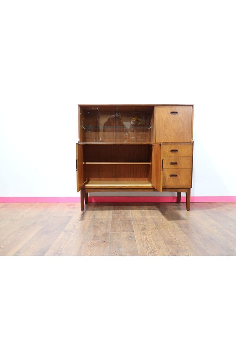 Mid Century Modern Vintage Tall Buffet Teak Credenza Sideboard Danish Style 1