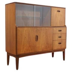 Mid Century Modern Vintage Tall Buffet Teak Credenza Sideboard Danish Style