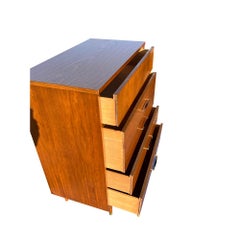 Mid Century Modern Vintage Tall Highboy Dresser With Brass Hardware
