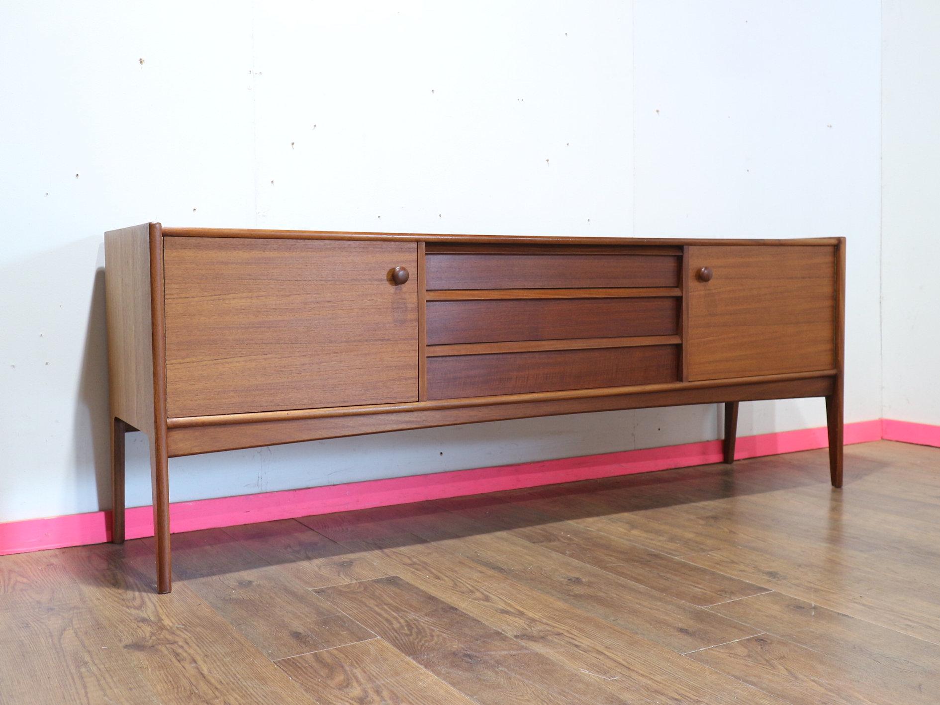 British Mid Century Modern Vintage Teak Afromosia Sideboard Credenza by Younger For Sale