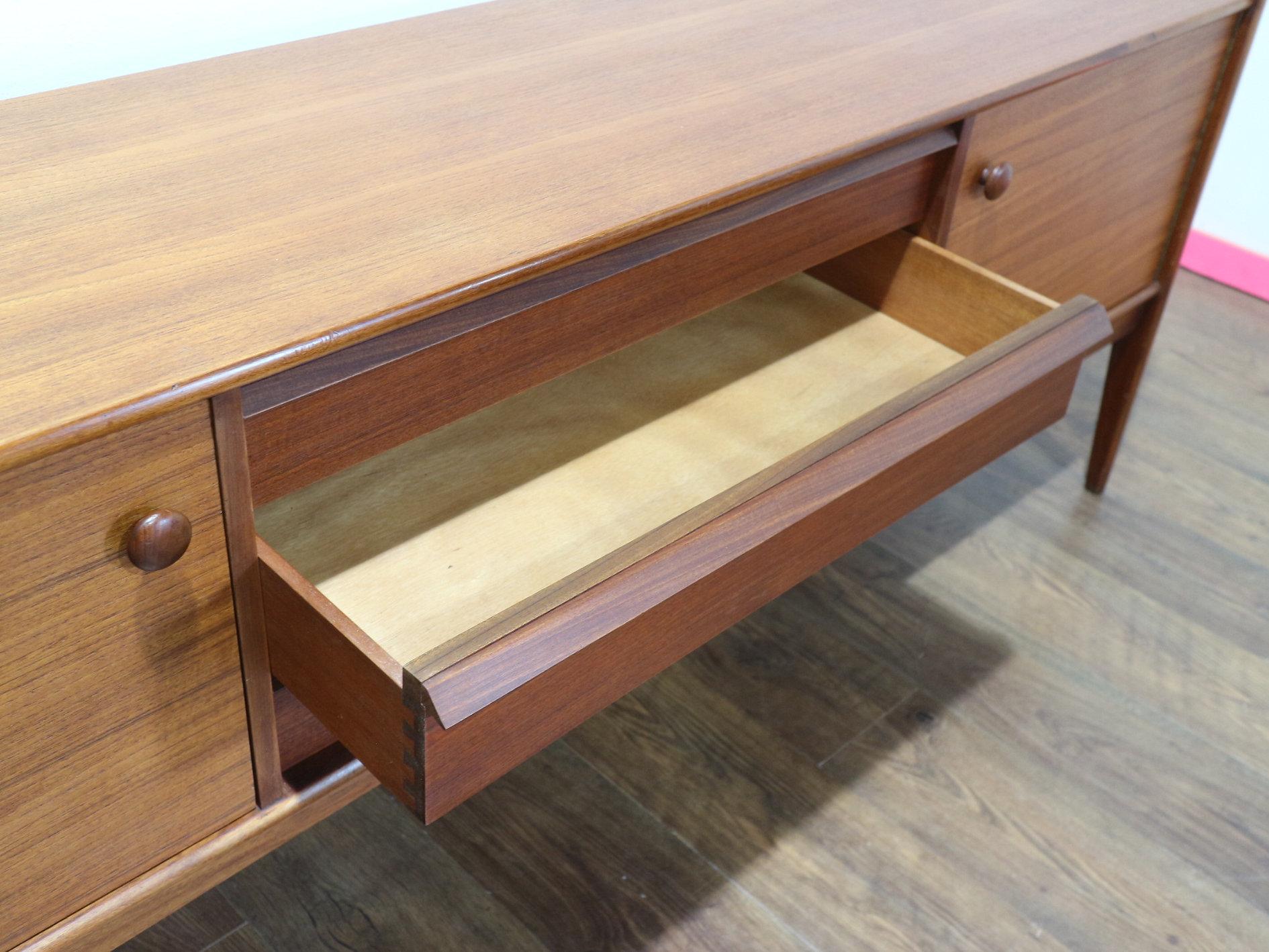 Mid Century Modern Vintage Teak Afromosia Sideboard Credenza by Younger For Sale 1