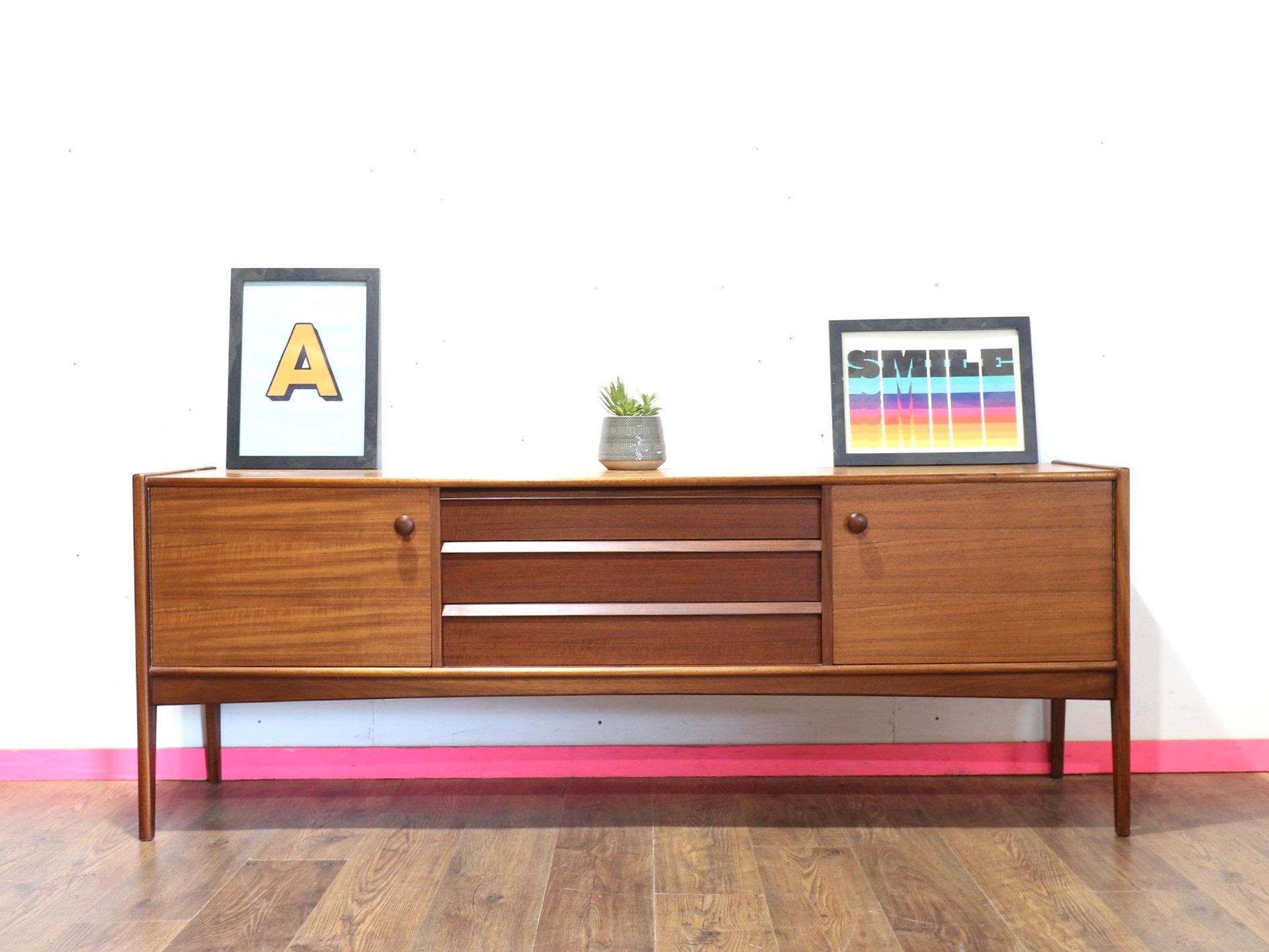 Mid Century Modern Vintage Teak Afromosia Sideboard Credenza by Younger For Sale 3