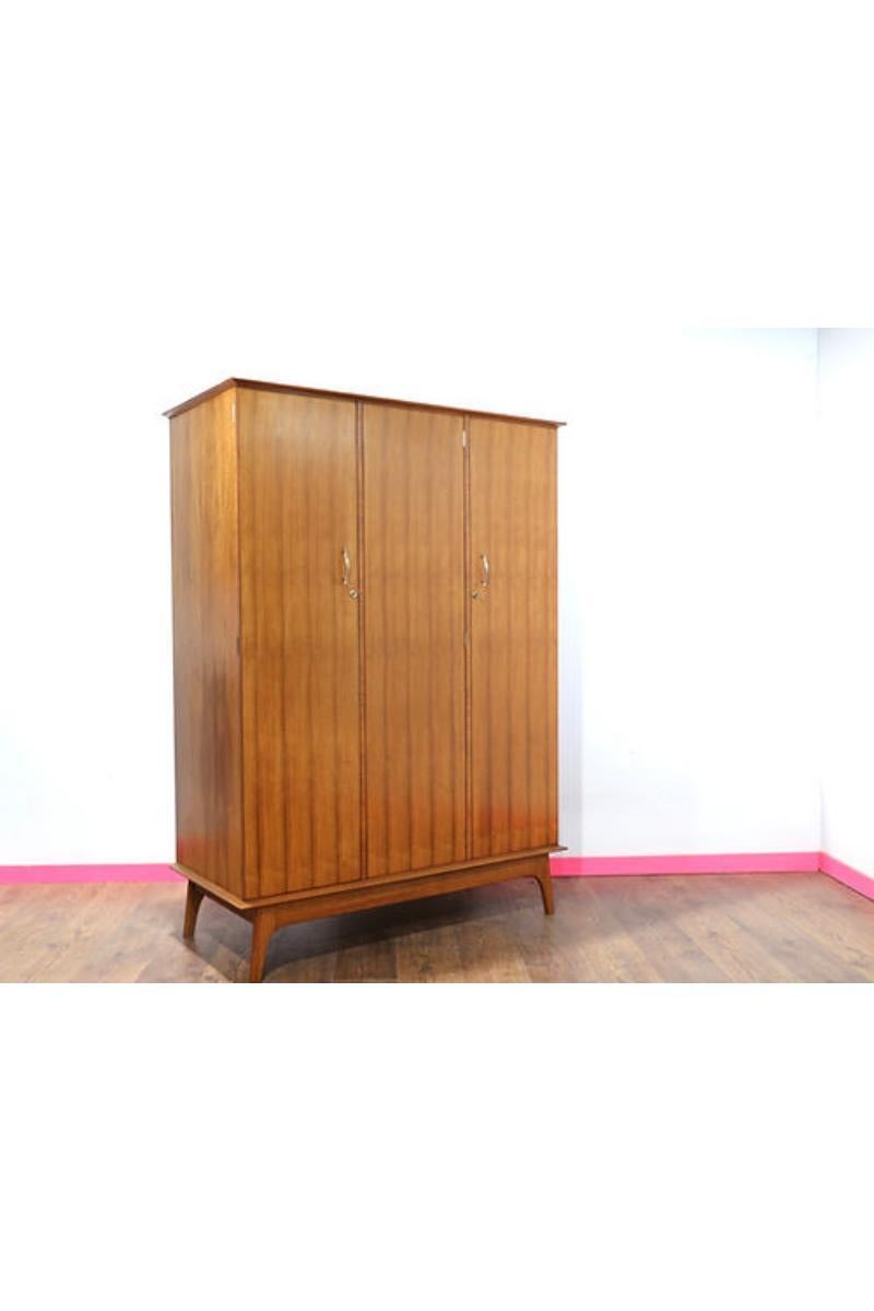Mid Century Modern Vintage Teak Armoire Wardrobe by Alfred Cox Danish Style 4