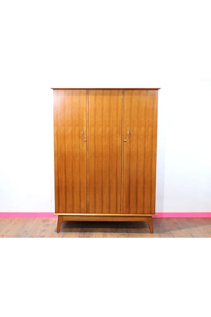 Mid Century Modern Vintage Teak Armoire Wardrobe by Alfred Cox Danish Style 8