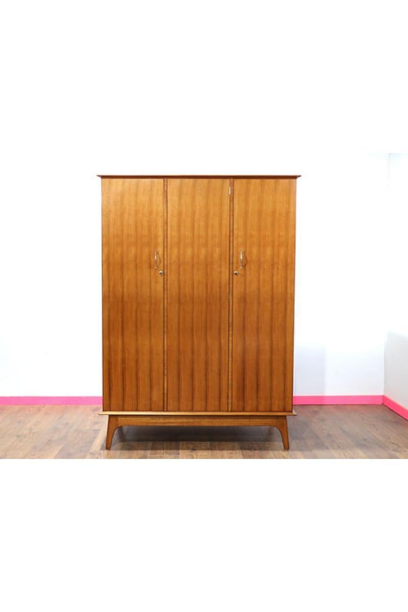 Wood Mid Century Modern Vintage Teak Armoire Wardrobe by Alfred Cox Danish Style