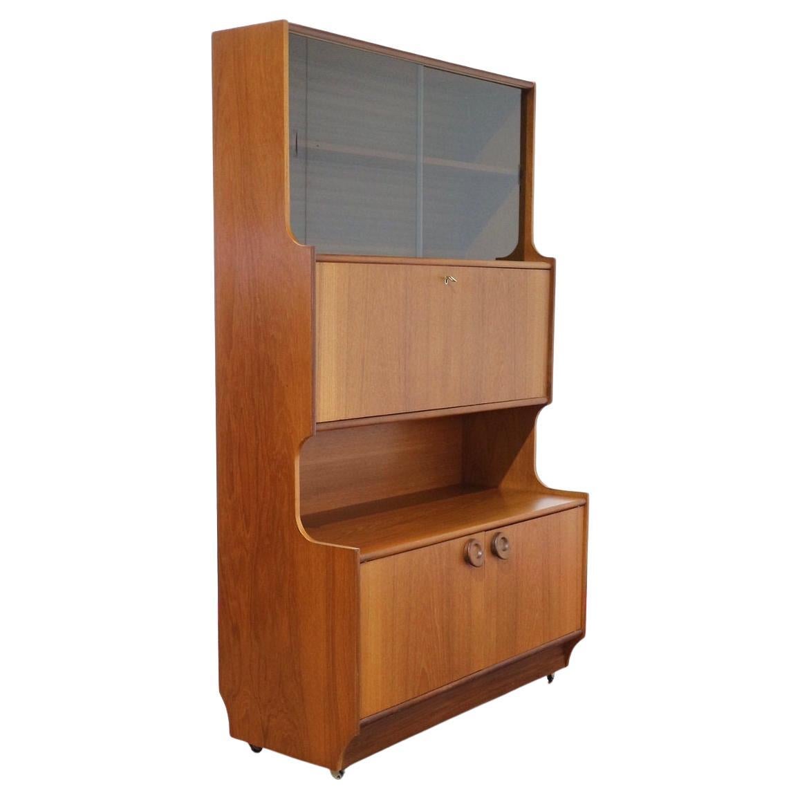 Mid Century Modern Vintage Teak Bookcase China Display Portwood Cabinet