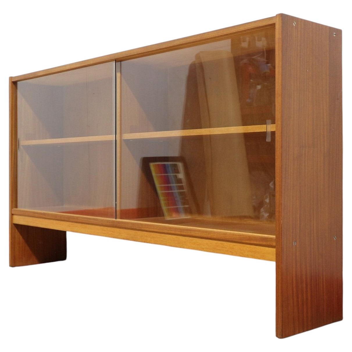 Mid Century Modern Vintage Teak Bookcase Glass Door Display Cabinet Danish Style