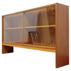 Mid Century Modern Vintage Teak Bookcase Glass Door Display Cabinet Danish Style