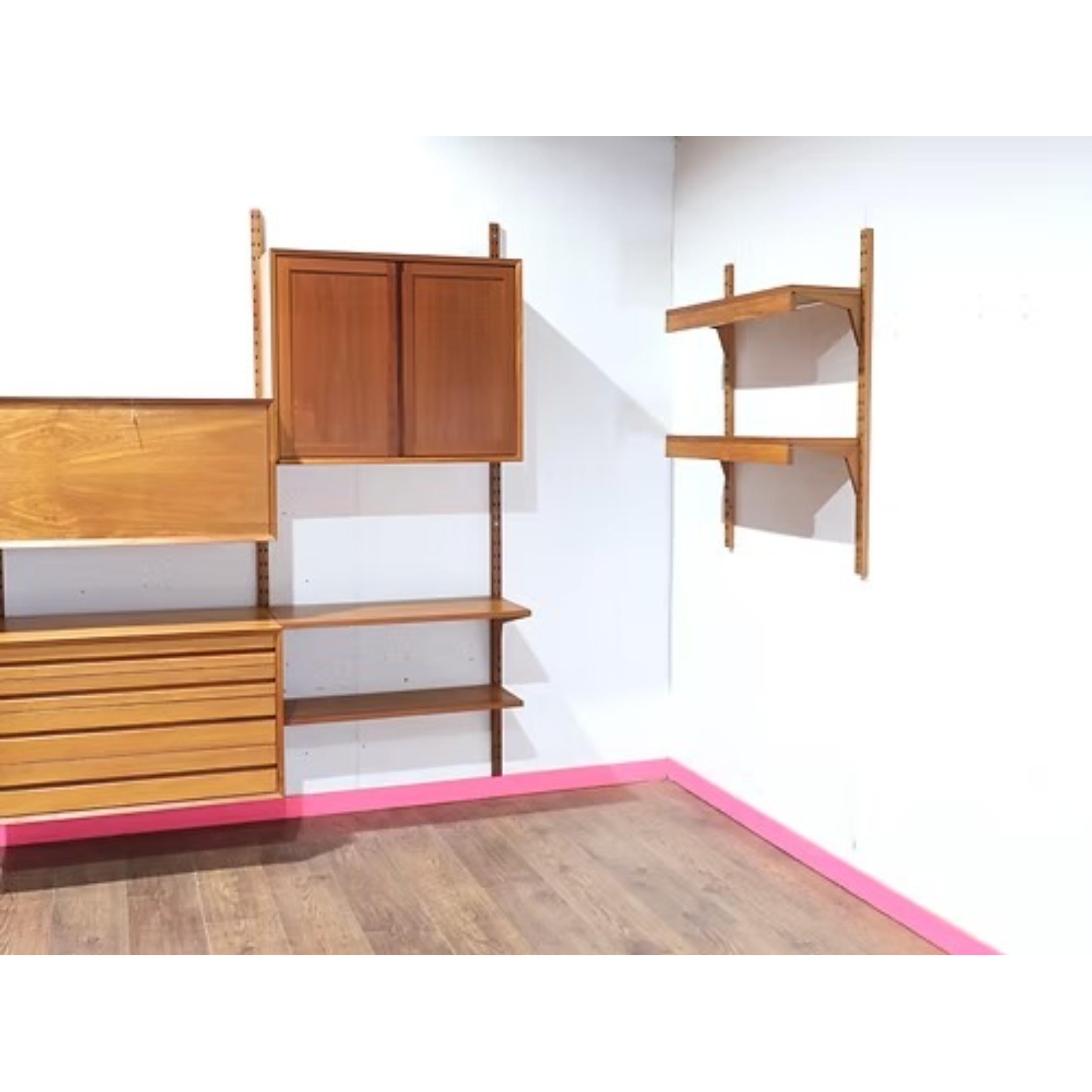 Mid Century Modern Vintage Teak Cado Wand hängende System Regal Einheit Schreibtisch im Angebot 5
