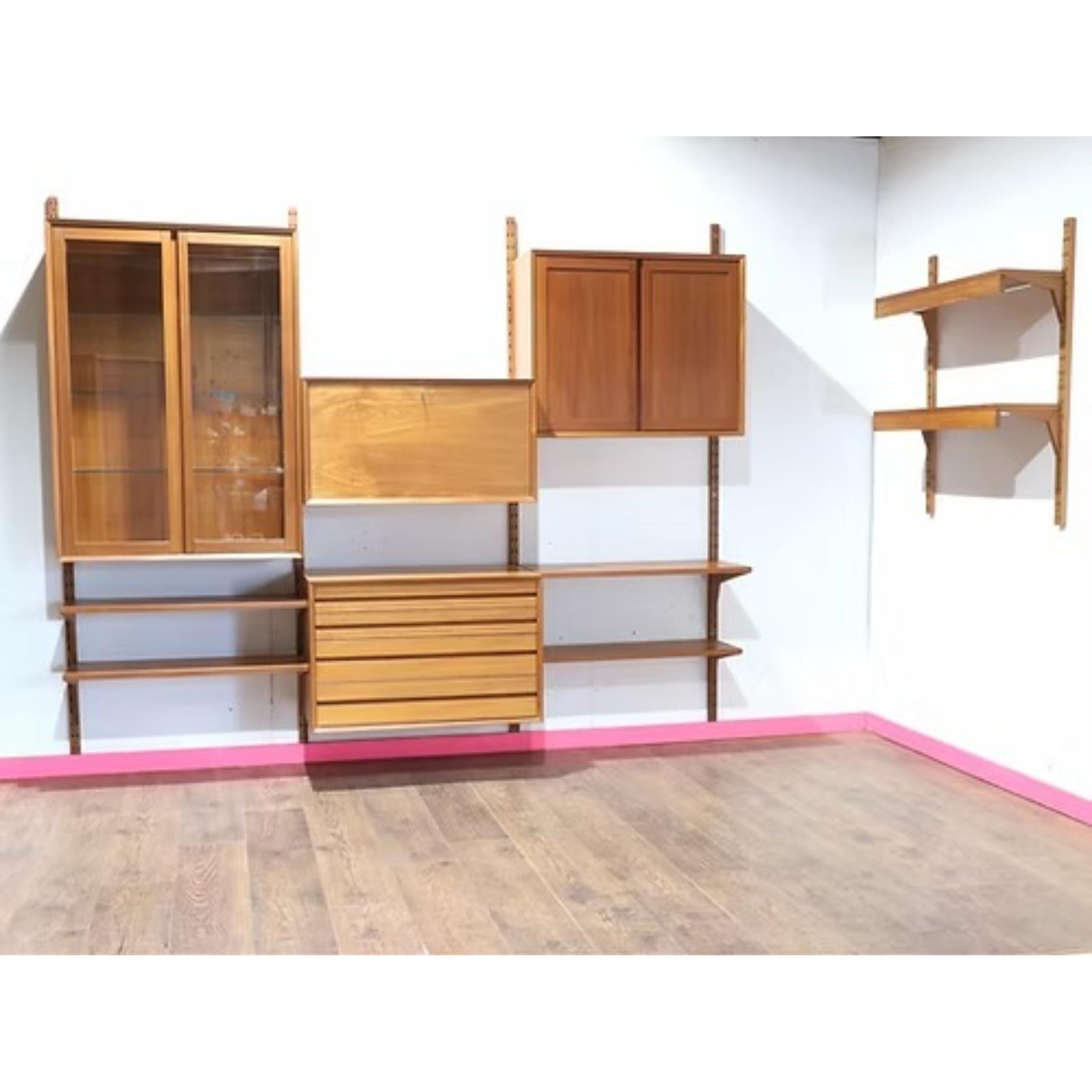 Mid Century Modern Vintage Teak Cado Wand hängende System Regal Einheit Schreibtisch im Angebot 8