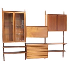 Mid Century Modern Vintage Teak Cado Wall Hanging System Shelving Unit Desk