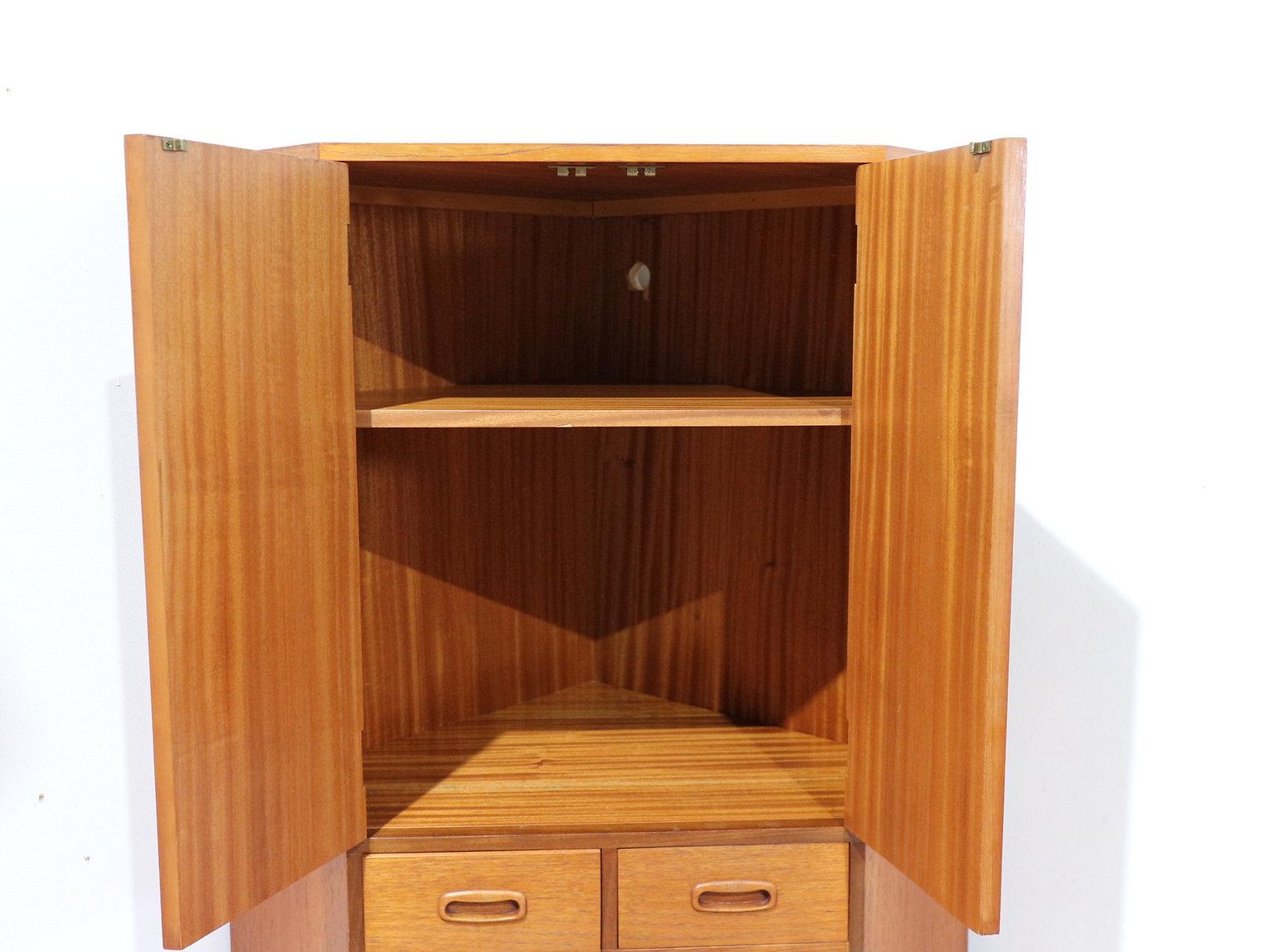 Mid-Century Modern Mid Century Modern Vintage Teak Corner Bar Cocktail Cabinet Danish Style