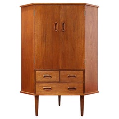 Mid Century Modern Vintage Teak Corner Bar Cocktail Cabinet Danish Style
