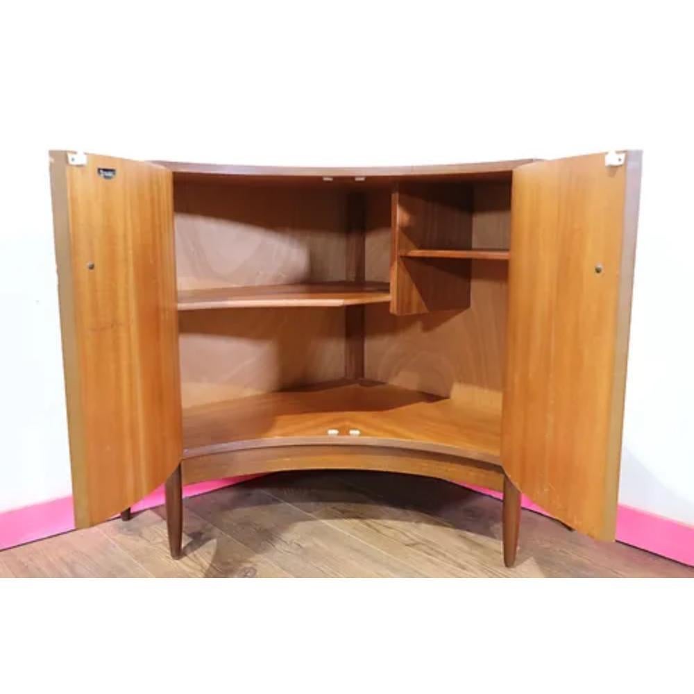 Mid Century Modern Vintage Teak Corner Cabinet by Greaves and Thomas In Good Condition For Sale In Los Angeles, CA
